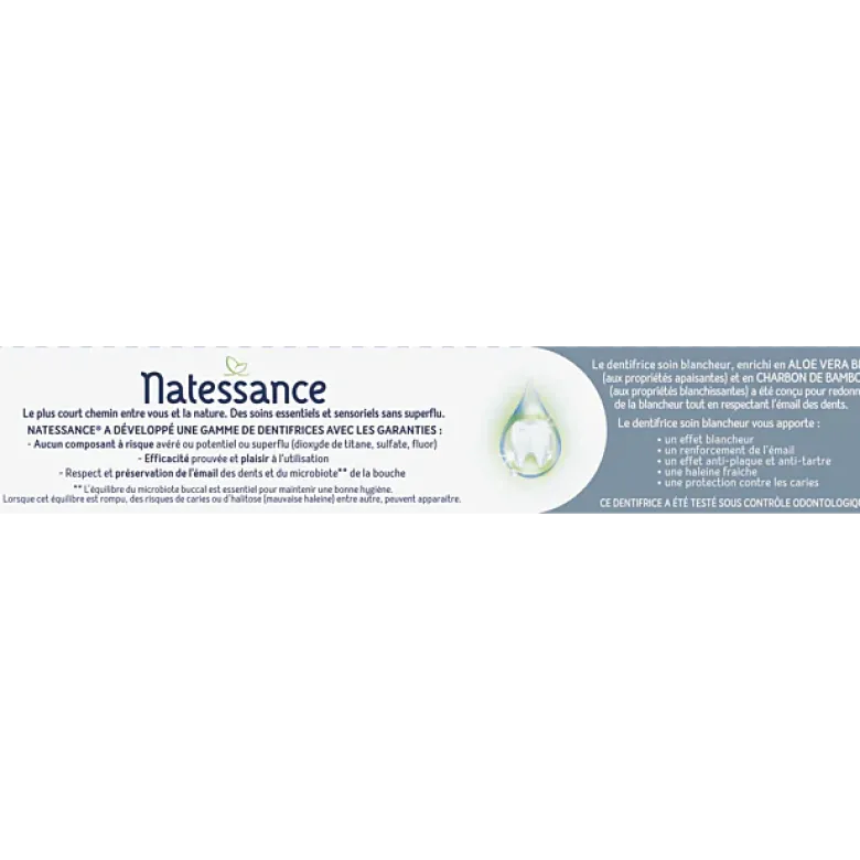 Dentifrice soin blancheur bio Natessance - tube de 75ml