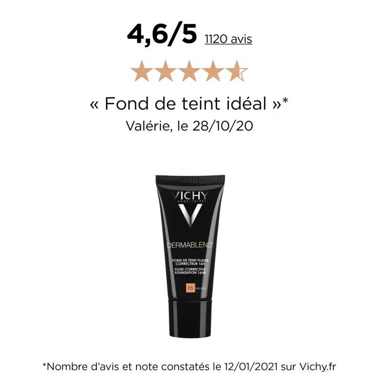 Dermablend fond de teint fluide correcteur 16h SPF 35 Vichy - tube de 30 ml