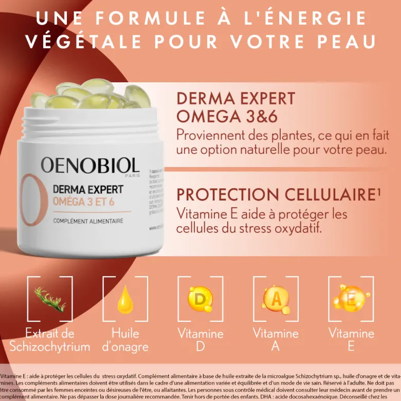 Derma Expert oméga 3 et 6 Oenobiol - boîte de 30 comprimés