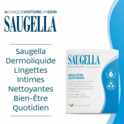 Dermoliquide lingettes intimes Saugella - boite de 10 lingettes individuelles