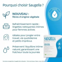 Dermoliquide lingettes intimes Saugella - boite de 10 lingettes individuelles