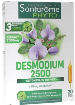 Desmodium 2500 détoxifiant du foie Santarome - boite de 20 ampoules