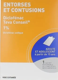 Diclofénac 1% emplâtre médicamenteux - boite de 5 emplâtres