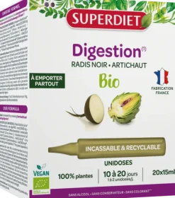 Digestion radis noir artichaut bio Superdiet - boîte de 20 unidoses de 15ml