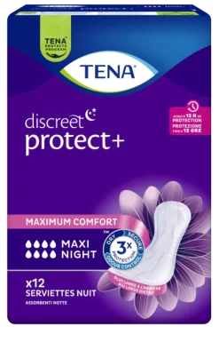Discreet protect+ maxi night Tena - sachets de 12 protections