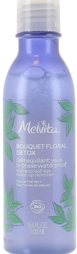Démaquillant yeux bi-phase bouquet floral détox waterproof bio Melvita - bouteille de 100 ml