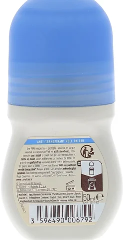 Déodorant Absorb+ anti-transpirant et anti-traces 48H Rogé Cavaillès - roll-on de 50 ml