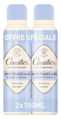 Déodorant anti-traces 48h Rogé Cavaillès - lot de 2 sprays de 150 ml