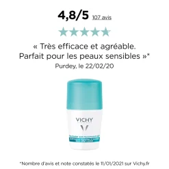 Déodorant anti-transpirant 48h anti-traces blanches & jaunes Vichy