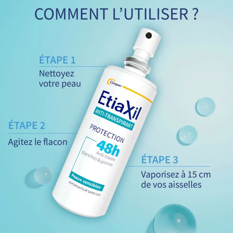 Déodorant anti-transpirant 48h Etiaxil - spray de 100 ml