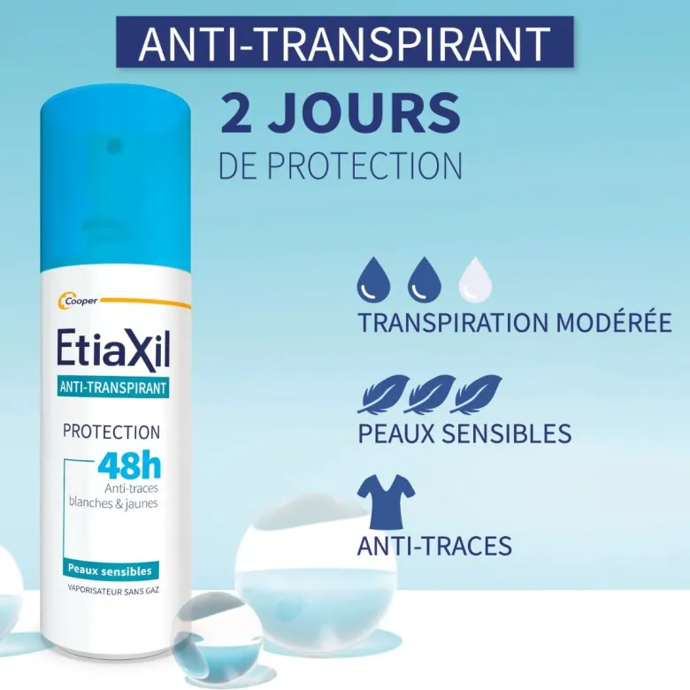 Déodorant anti-transpirant 48h Etiaxil - spray de 100 ml