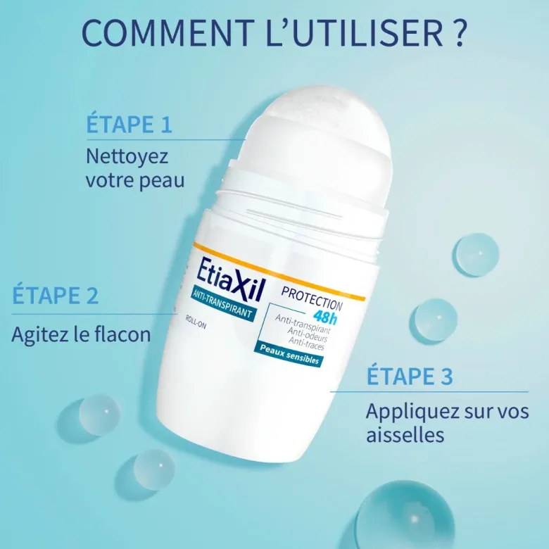Déodorant anti-transpirant 48h Etiaxil – roll-on 50 ml