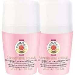 Déodorant anti-transpirant 48h gingembre rouge Roger & Gallet - lot de 2 roll-on de 50ml