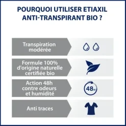 Déodorant anti-transpirant végétal bio parfum coco Etiaxil