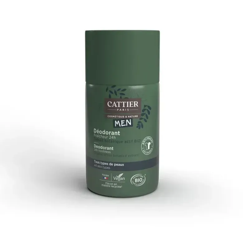 Déodorant fraîcheur 24h homme bio Cattier - roll-on de 50ml