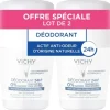Déodorant 24h toucher sec peau sensible Vichy - lot de 2 roll-on bille de 50 ml