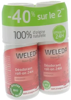 Déodorant à la grenade Roll-on 24h Weleda - lot de 2x50ml