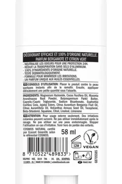 Déodorant naturel bergamote citron vert Schmidt's - stick de 75 g