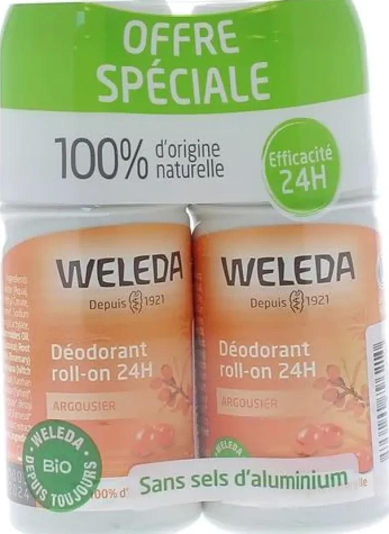 Déodorant roll-on 24h Argousier bio Weleda - lot de 2 roll-on de 50 ml