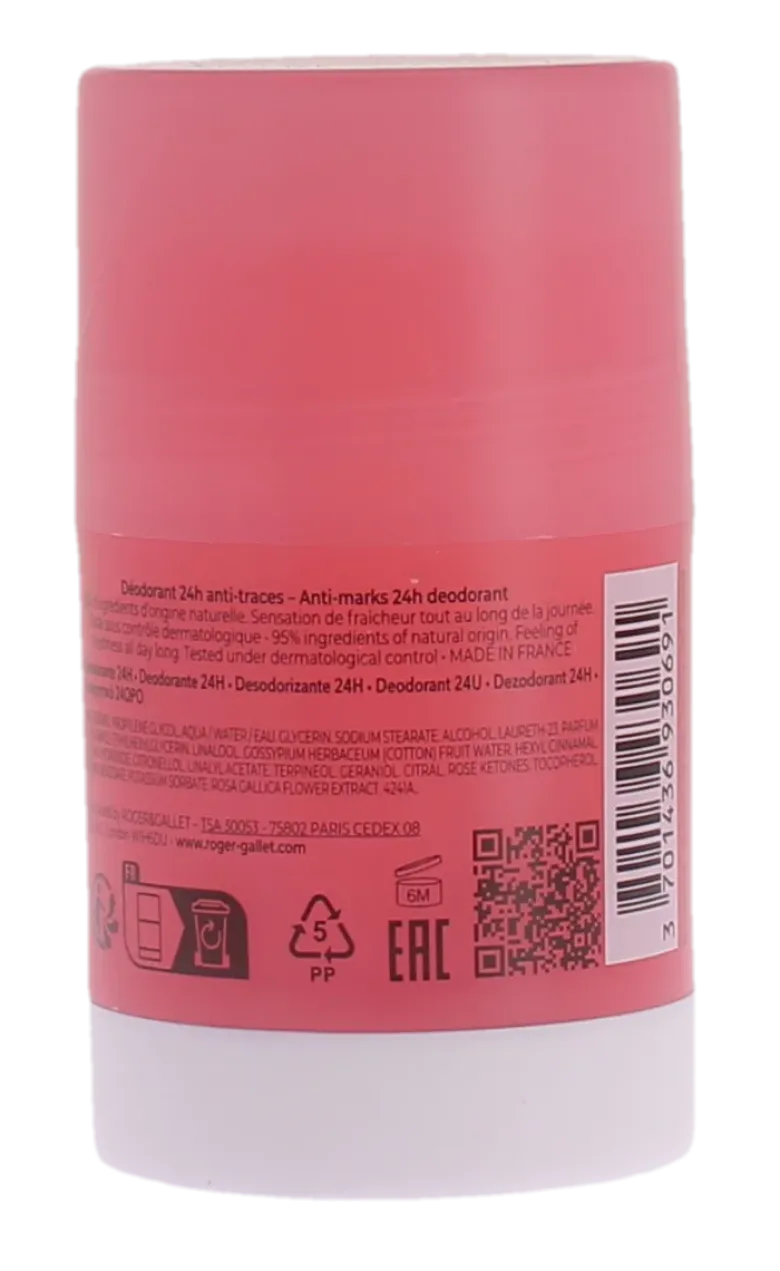 Déodorant stick rose efficacité 24h Roger & Gallet - stick de 50g