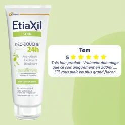 Déo-Douche 24H Gel lavant déodorant citron jaune et litsée Etiaxil - tube de 200 ml