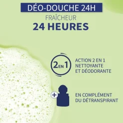 Déo-Douche 24H Gel lavant déodorant citron jaune et litsée Etiaxil - tube de 200 ml