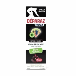 Déparaz lotion flash poux + lentes sans peignage - flacon de 150ml
