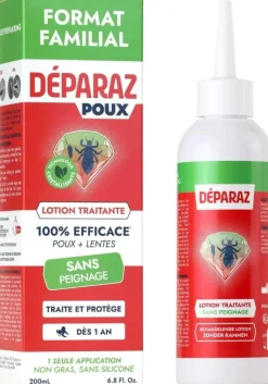 Déparaz lotion traitante poux + lentes sans peignage - flacon de 200ml