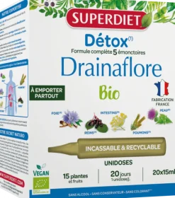 Drainaflore détox bio Superdiet – 20 unidoses de 15 ml