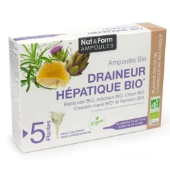 Draineur hépatique bio Nat&Form - boite de 20 ampoules