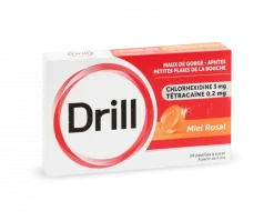 Drill miel rosat pastille à sucer - boîte de 24 pastilles