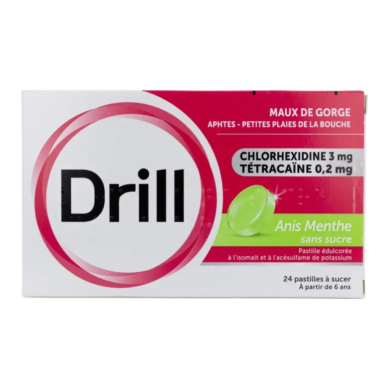 Drill sans sucre anis menthe - boite de 24 pastilles