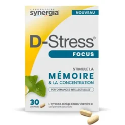 D-Stress Focus stimule la mémoire et la concentration - boîte de 30 comprimés