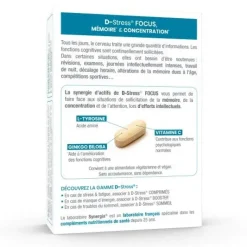 D-Stress Focus stimule la mémoire et la concentration - boîte de 30 comprimés