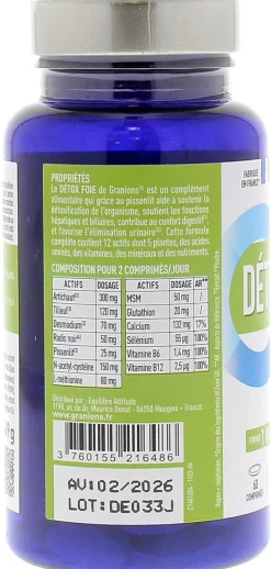 Détox foie 1000 mg Granions - boîte de 60 comprimés