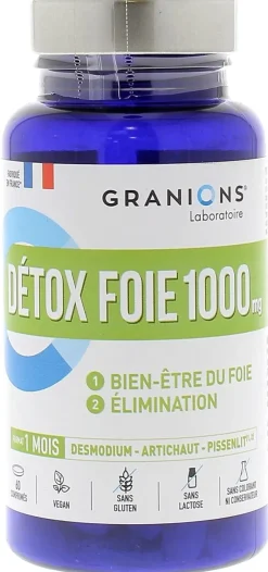 Détox foie 1000 mg Granions - boîte de 60 comprimés