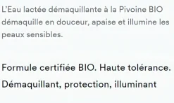 Eau lactée démaquillante à la Pivoine bio Klorane