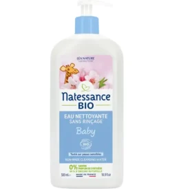 Eau nettoyante sans rinçage baby bio Natessance - flacon pompe de 500ml