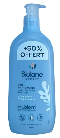 Eau nettoyante sans rinçage Biolane - flacon-pompe de 750ml offre spéciale