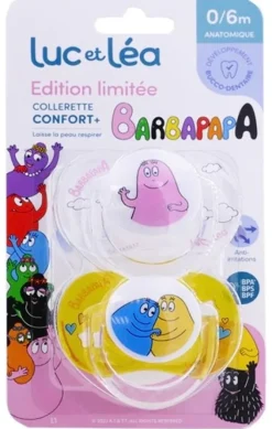 Edition limitée sucette Barbapapa 0/6 mois Luc et Léa - lot de 2 sucettes