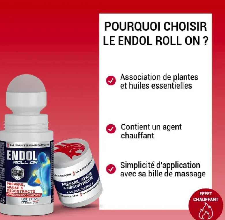 Endol roll-on massage effet chaud Eric Favre - roll-on de 50ml