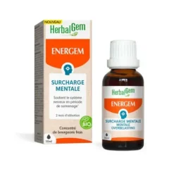 Energem surcharge mentale bio Herbalgem - flacon compte-gouttes de 30ml