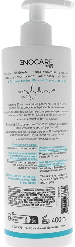 Enocare pro émulsion relipidante ENO laboratoire Codexial - flacon pompe de 400 ml