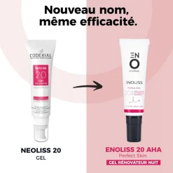 Enoliss Perfect Skin 20 AHA Gel rénovateur nuit micro-peeling ENO laboratoire Codexial - tube de 30 ml