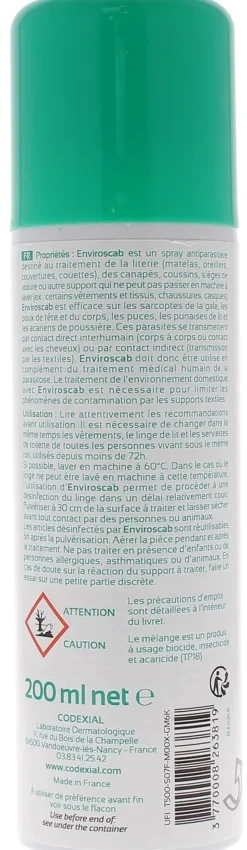 Enviroscab antiparasitaire Codexial - spray de 200ml