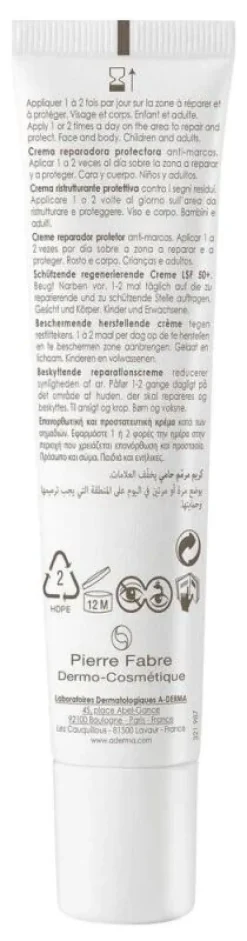 Epitheliale A.H Ultra Crème réparatrice protectrice SPF50+ A-derma - tube de 40 ml