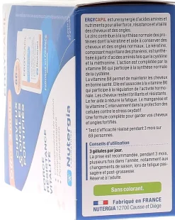 Ergycapil cheveux & ongles fortifiés Nutergia – 3 pots de 90 gélules