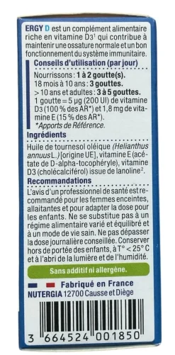 Ergy D vitamine D3 200Ul Nutergia – 15 ml