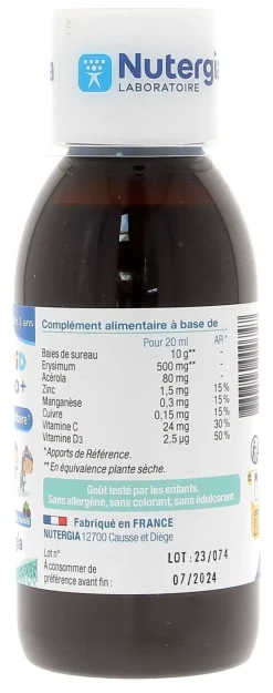 Ergykid Immuno+ système immunitaire Nutergia - flacon de 150ml