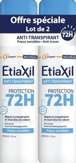 Etiaxil Déodorant anti-transpirant 72h Cooper - lot de 2 sprays de 150ml